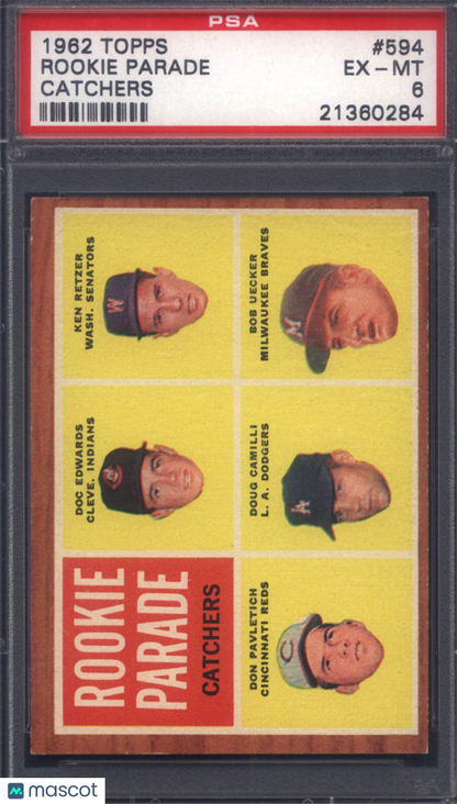 1962 Topps #594 Bob Uecker Rookie Braves PSA 6