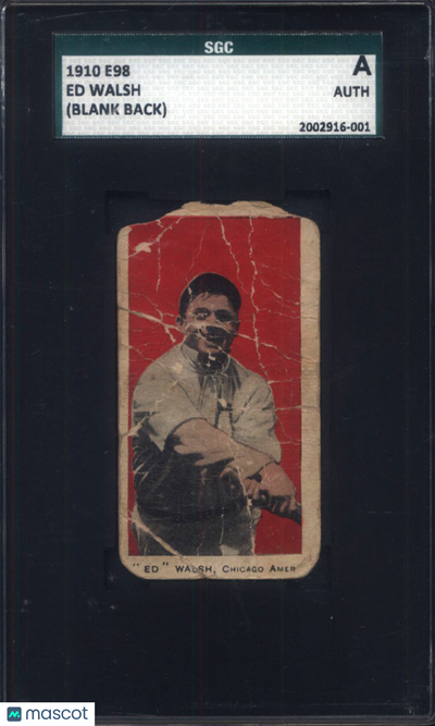 1910 E98 Ed Walsh Chicago Blank Back SGC Authentic