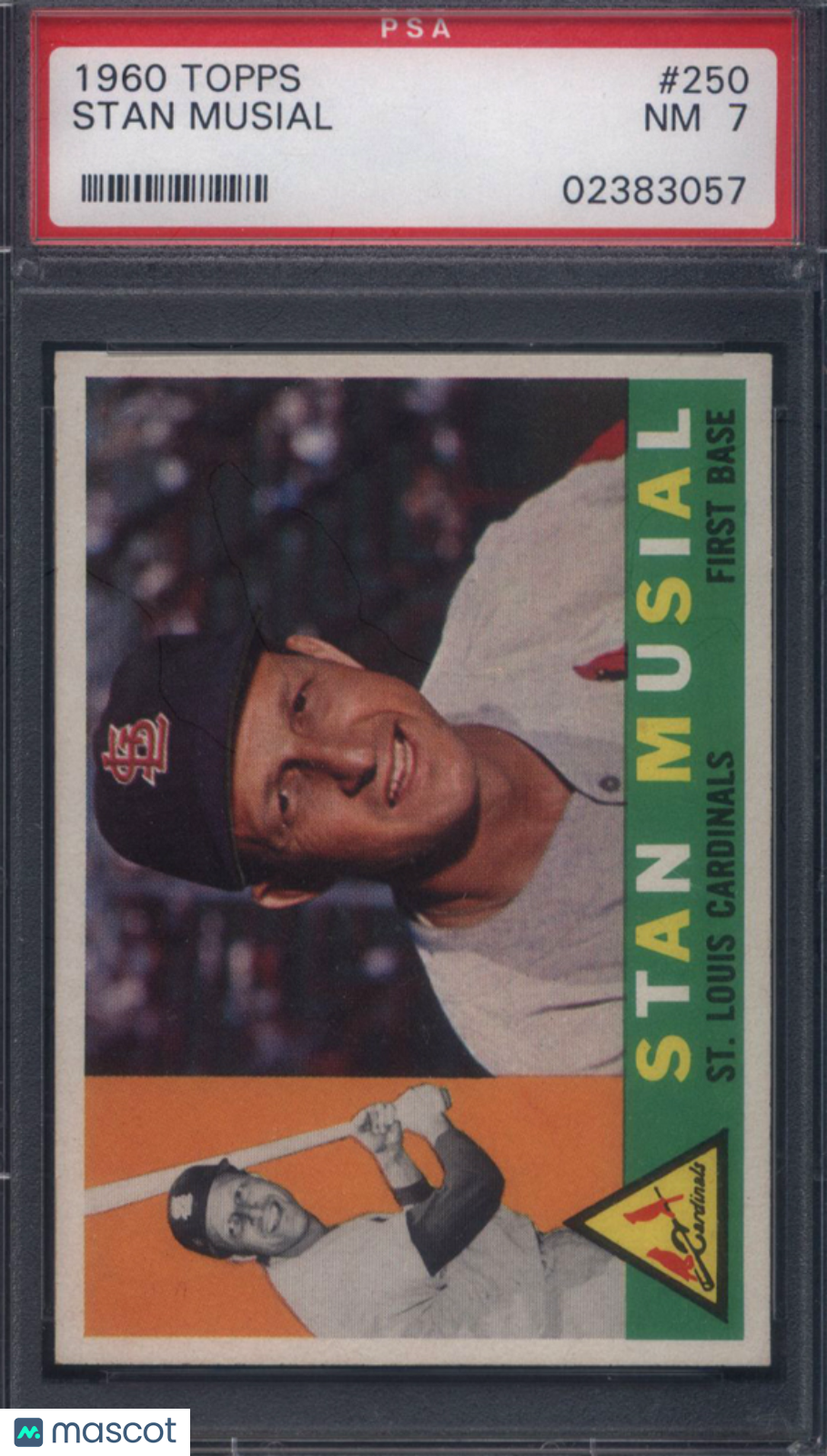 1960 Topps #250 Stan Musial Cardinals PSA 7 Well Centered