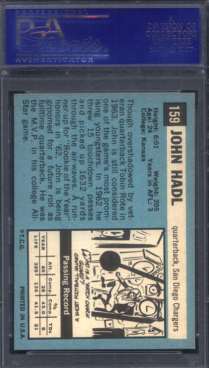 1964 Topps #159 John Hadl Rookie Chargers PSA 8