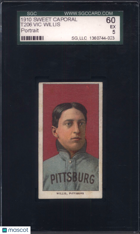 T206 Vic Willis Portrait Pittsburg SGC 5 Sweet Caporal Back