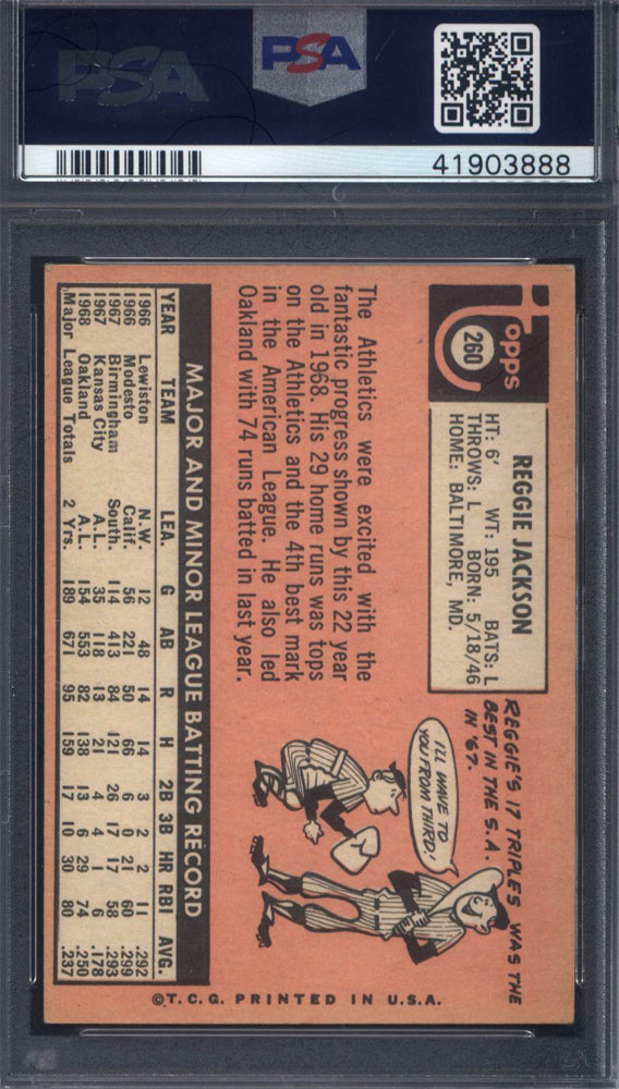 1969 Topps #260 Reggie Jackson Rookie HOF PSA 5.5 Well Centered