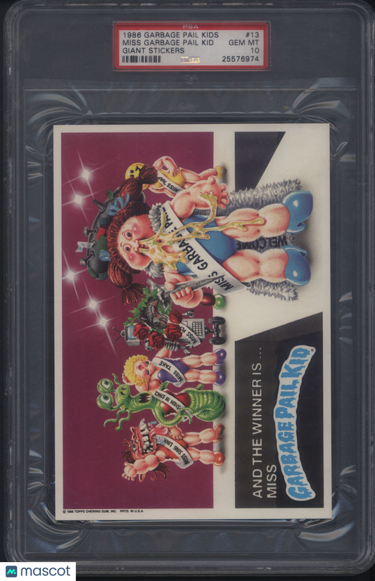 1986 Garbage Pail Kids Giant Stickers #13 Miss Garbage Pail Kid PSA 10