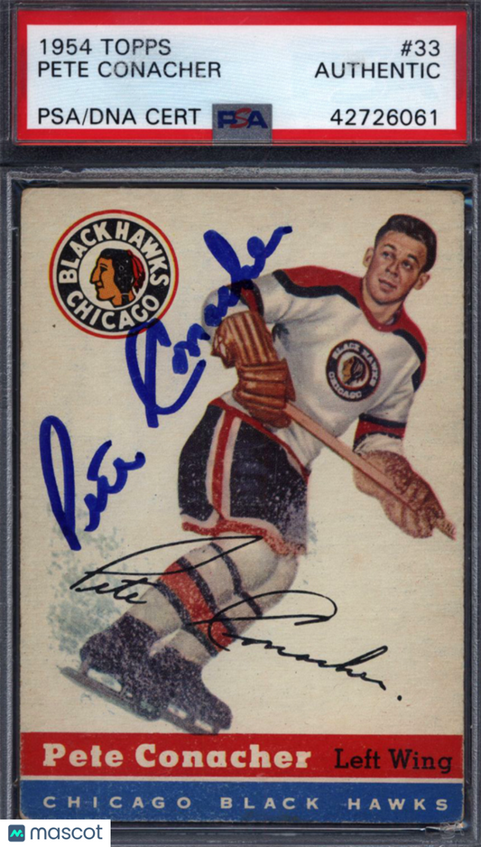 1954 Topps #33 Pete Conacher Signed Autograph PSA/DNA Black Hawks PSA Authentic