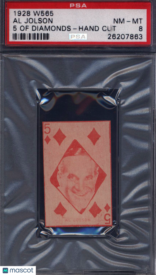 1928 W565 Hand Cut Al Jolson 5 of Diamonds PSA 8