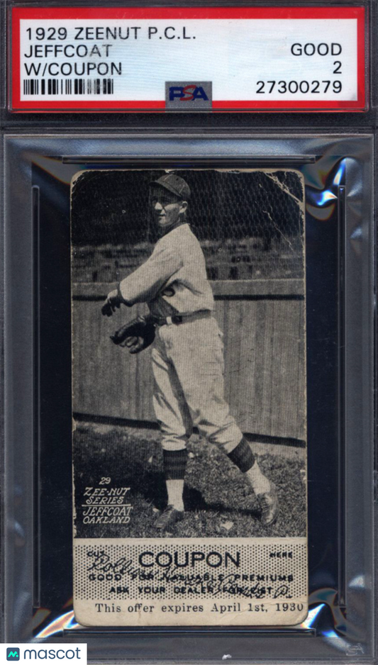 1929 Zeenut Pacific Coast League w/ Coupon Jeffcoat Oakland PSA 2