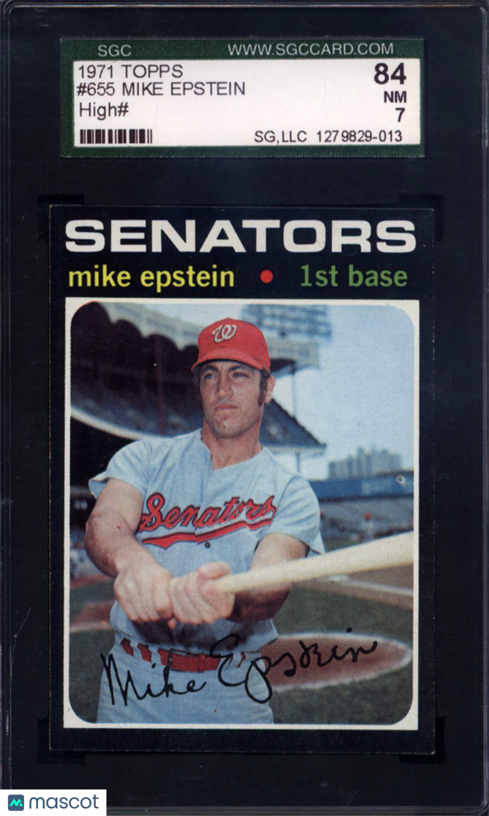 1971 Topps High# 655 Mike Epstein Senators SGC 7