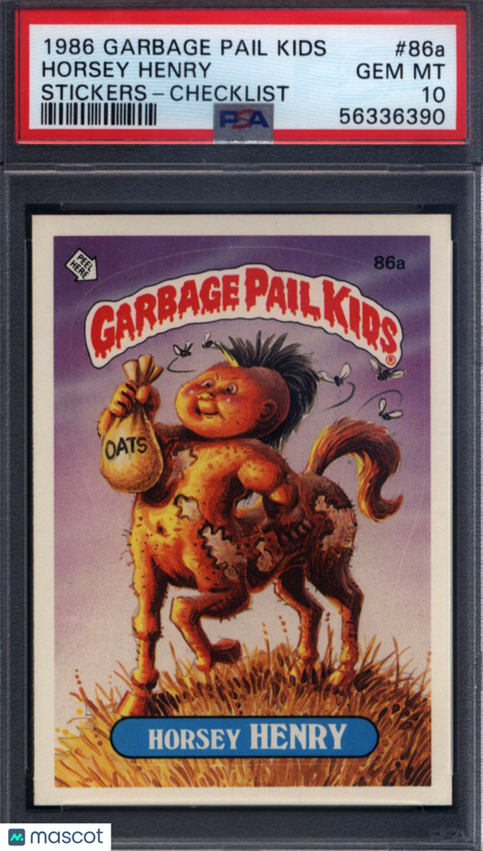 1986 Topps Garbage Pail Kids Stickers #86a Horsey Henry Checklist PSA 10