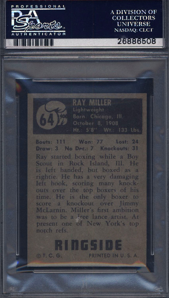 1951 Topps Ringside Boxing #64 Ray Miller PSA 7
