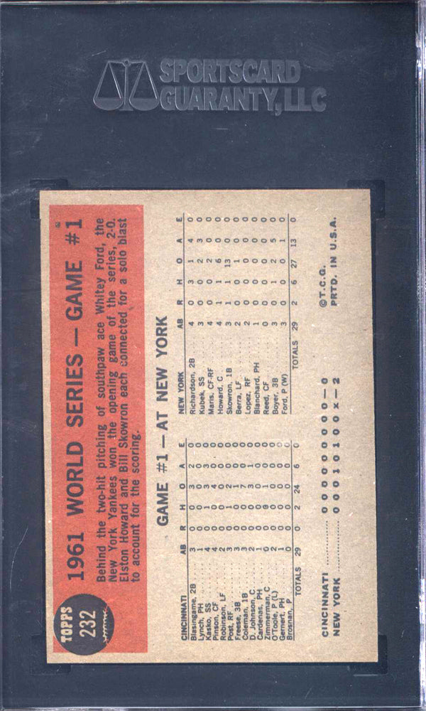 1962 Topps #232 World Series Game #1 Yankees SGC 8