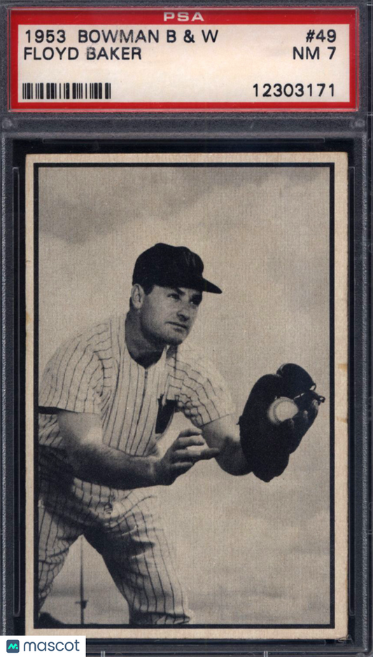 1953 Bowman B & W #49 Floyd Baker Red Sox PSA 7