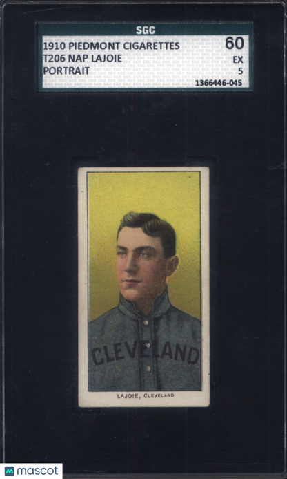 T206 Nap Lajoie Portrait Cleveland SGC 5 Piedmont Back