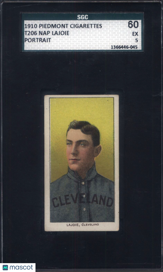 T206 Nap Lajoie Portrait Cleveland SGC 5 Piedmont Back