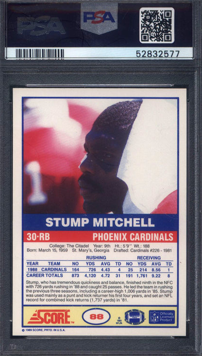 1989 Score #88 Stump Mitchell Cardinals PSA 10
