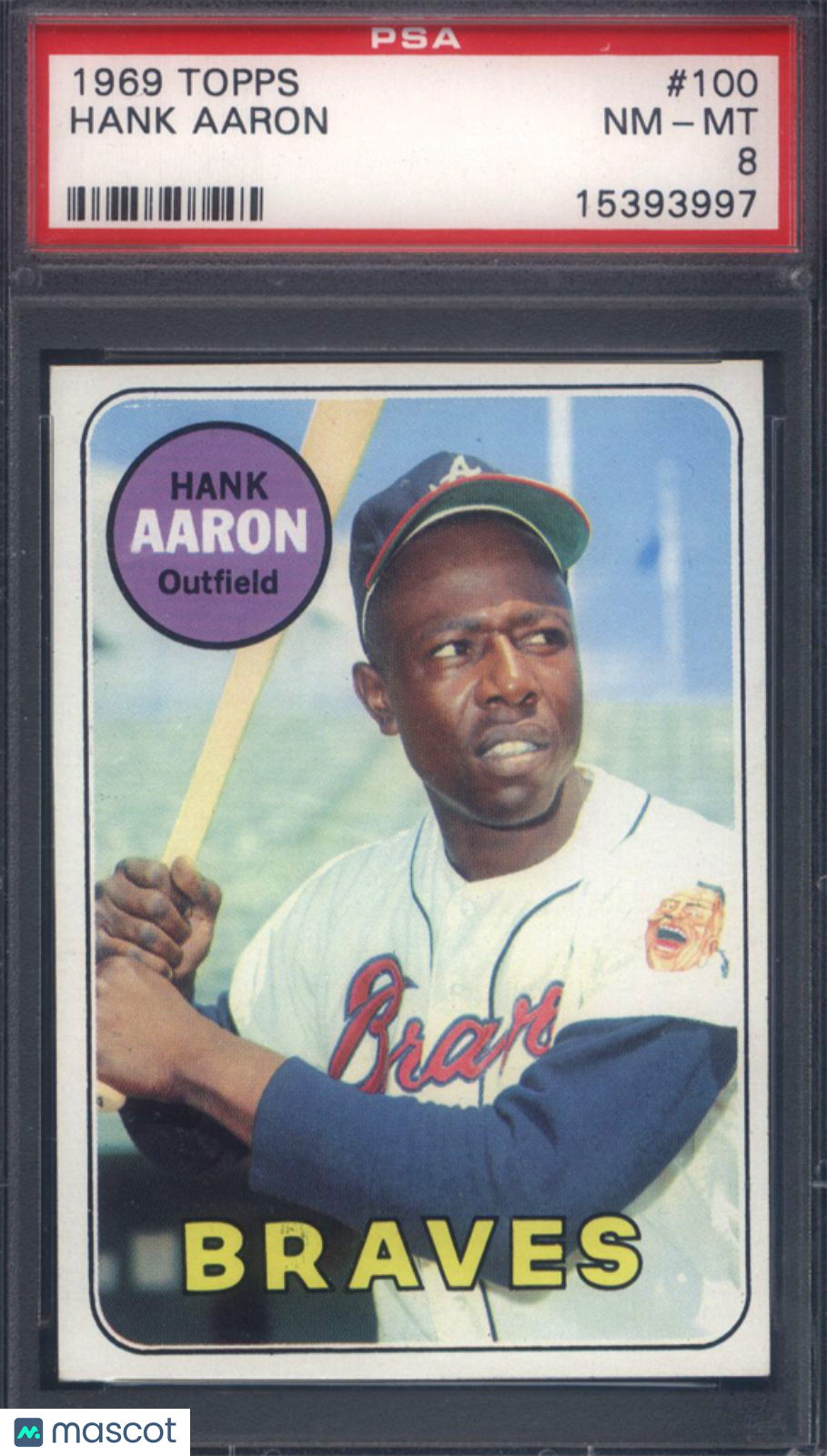 1969 Topps #100 Hank Aaron Braves PSA 8