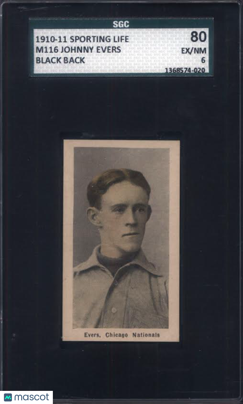 M116 Sporting Life Johnny Evers Chicago Black Back SGC 6 Well Centered