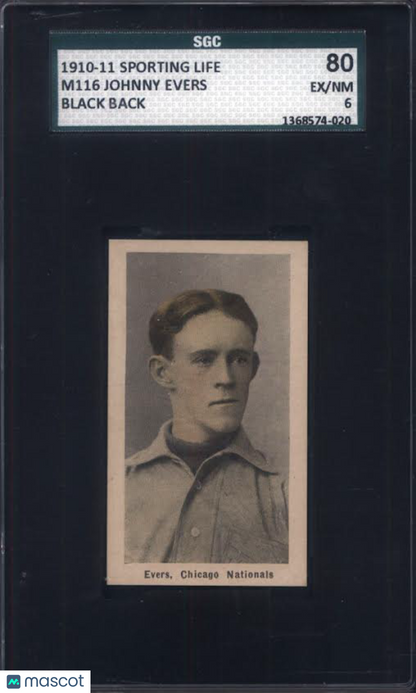 M116 Sporting Life Johnny Evers Chicago Black Back SGC 6 Well Centered