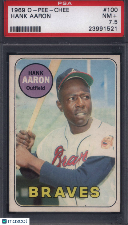 1969 OPC O-Pee-Chee #100 Hank Aaron Braves PSA 7.5