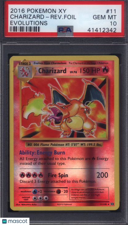 2016 Pokemon Xy Evolutions #11 Charizard Rev. Foil Evolutions PSA 10