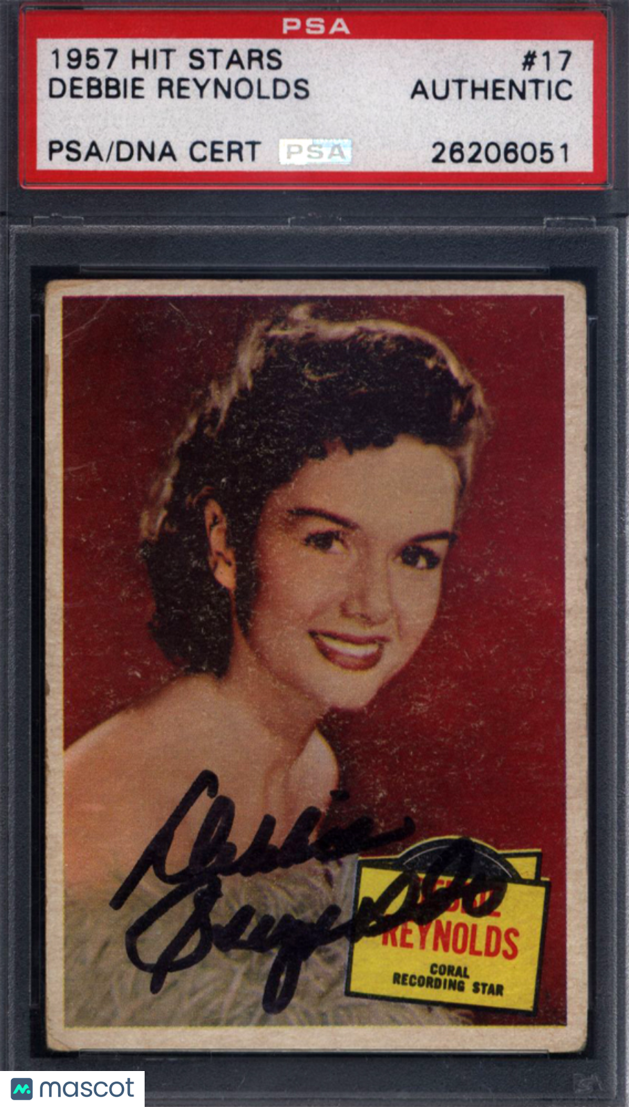 1957 Topps Hit Stars #17 Debbie Reynolds Signed Autograph PSA/DNA PSA Authentic