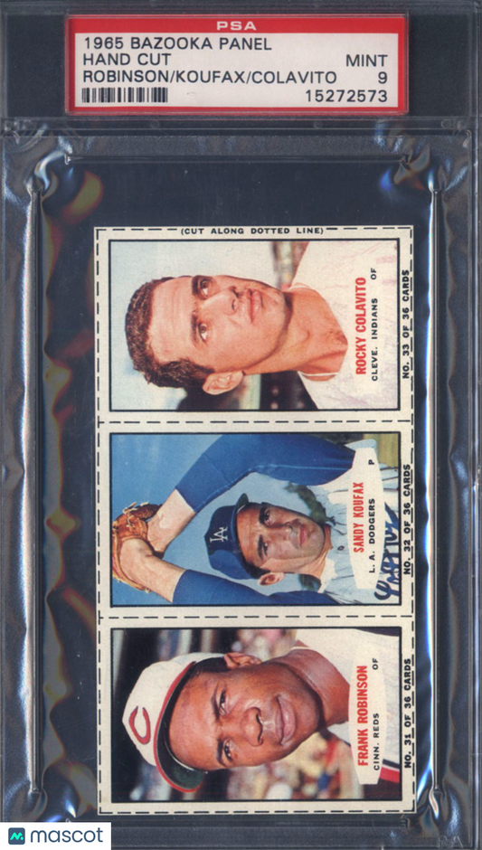 1965 Bazooka Panel w/ Sandy Koufax & Frank Robinson PSA 9 pop 7 (Only 2 Higher)