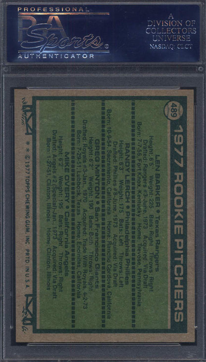 1977 Topps #489 Len Barker Rookie Rangers PSA 9