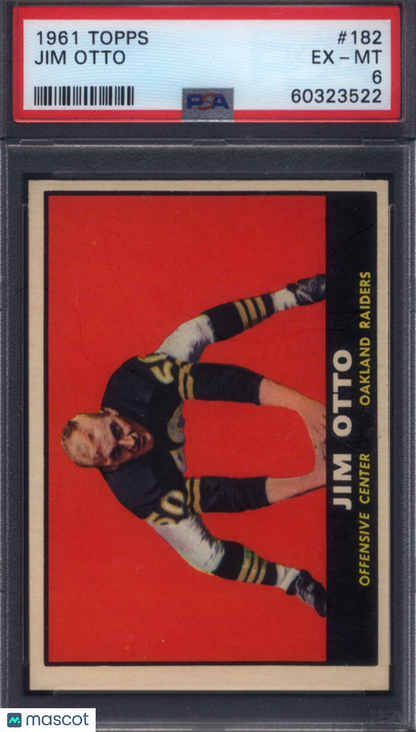 1961 Topps #182 Jim Otto Rookie HOF Raiders PSA 6