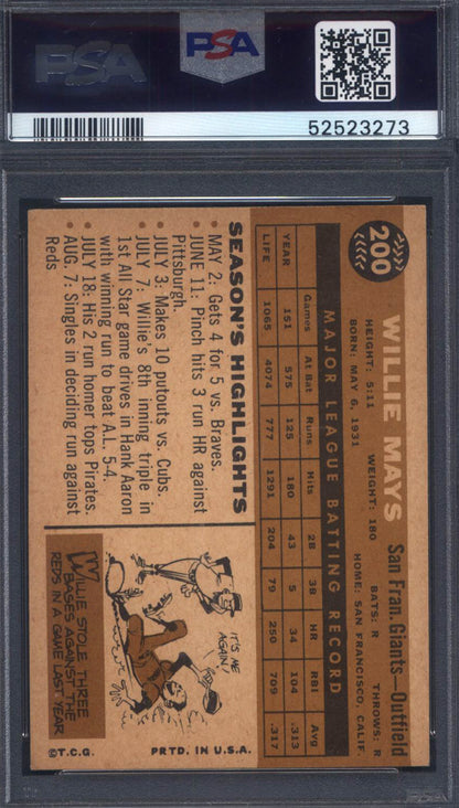 1960 Topps #200 Willie Mays Giants PSA 6
