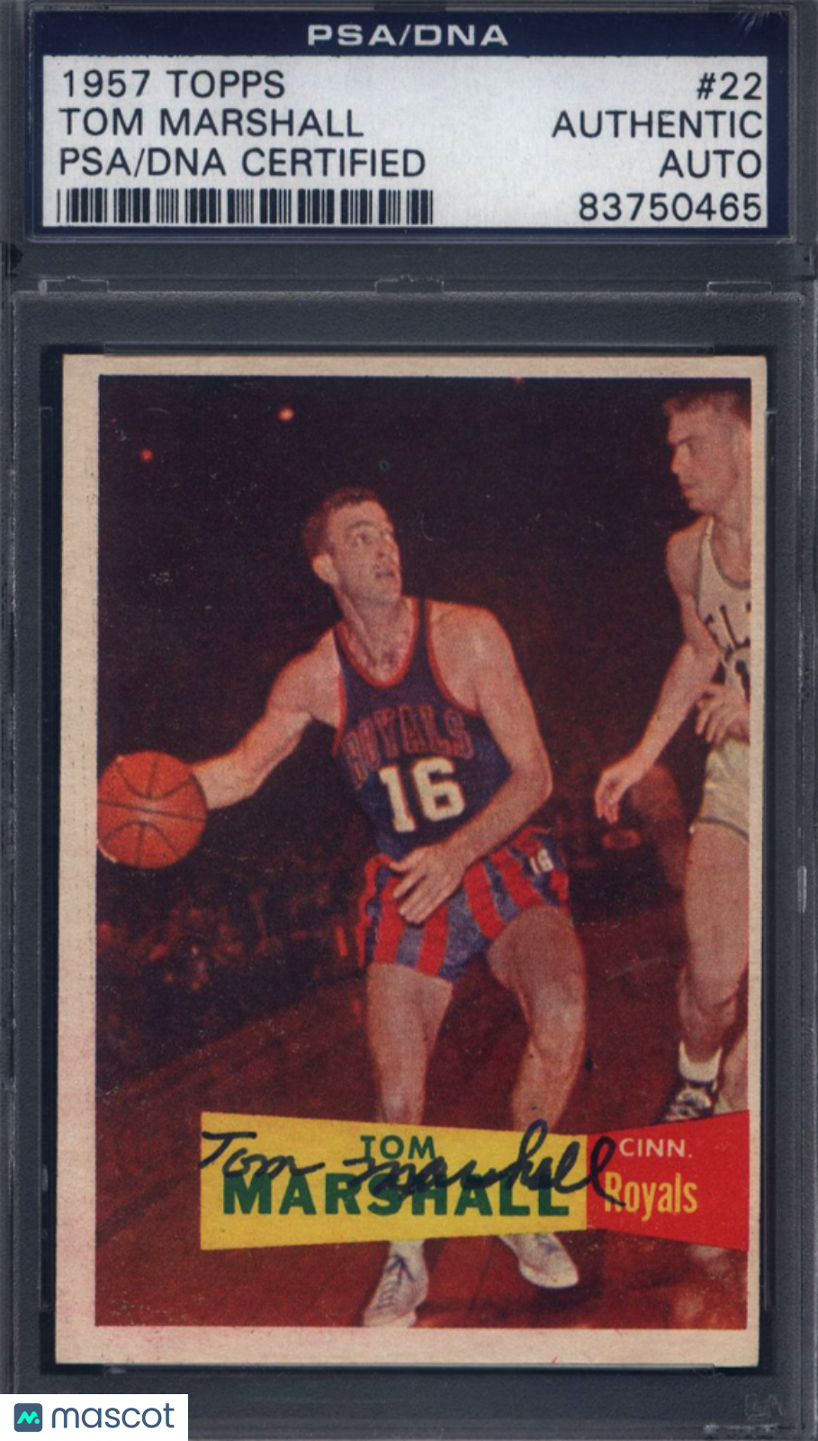 1957 Topps #22 Tom Marshall Rookie Signed Autographed Auto PSA/DNA Authentic