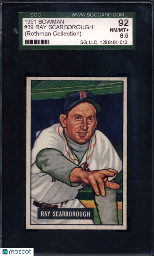 1951 Bowman #39 Ray Scarborough Red Sox SGC 8.5