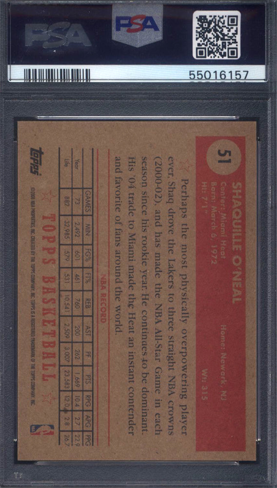 2005 Topps 1952 Style #51 Shaquille O'Neal Heat PSA 10