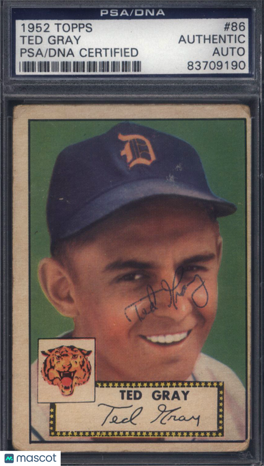 1952 Topps #86 Ted Gray Signed Autographed Auto Tigers PSA/DNA