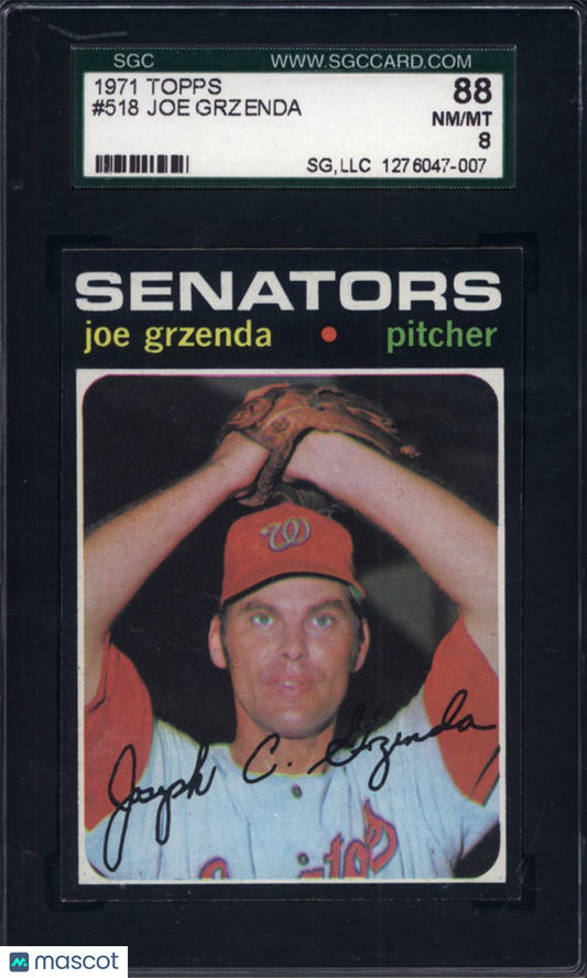 1971 Topps #518 Joe Grzenda Senators SGC 8