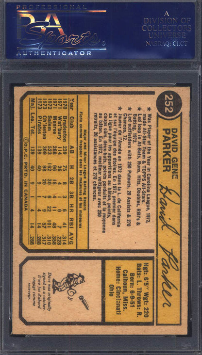 1974 OPC O-Pee-Chee #252 Dave Parker Rookie HOF Pirates PSA 7