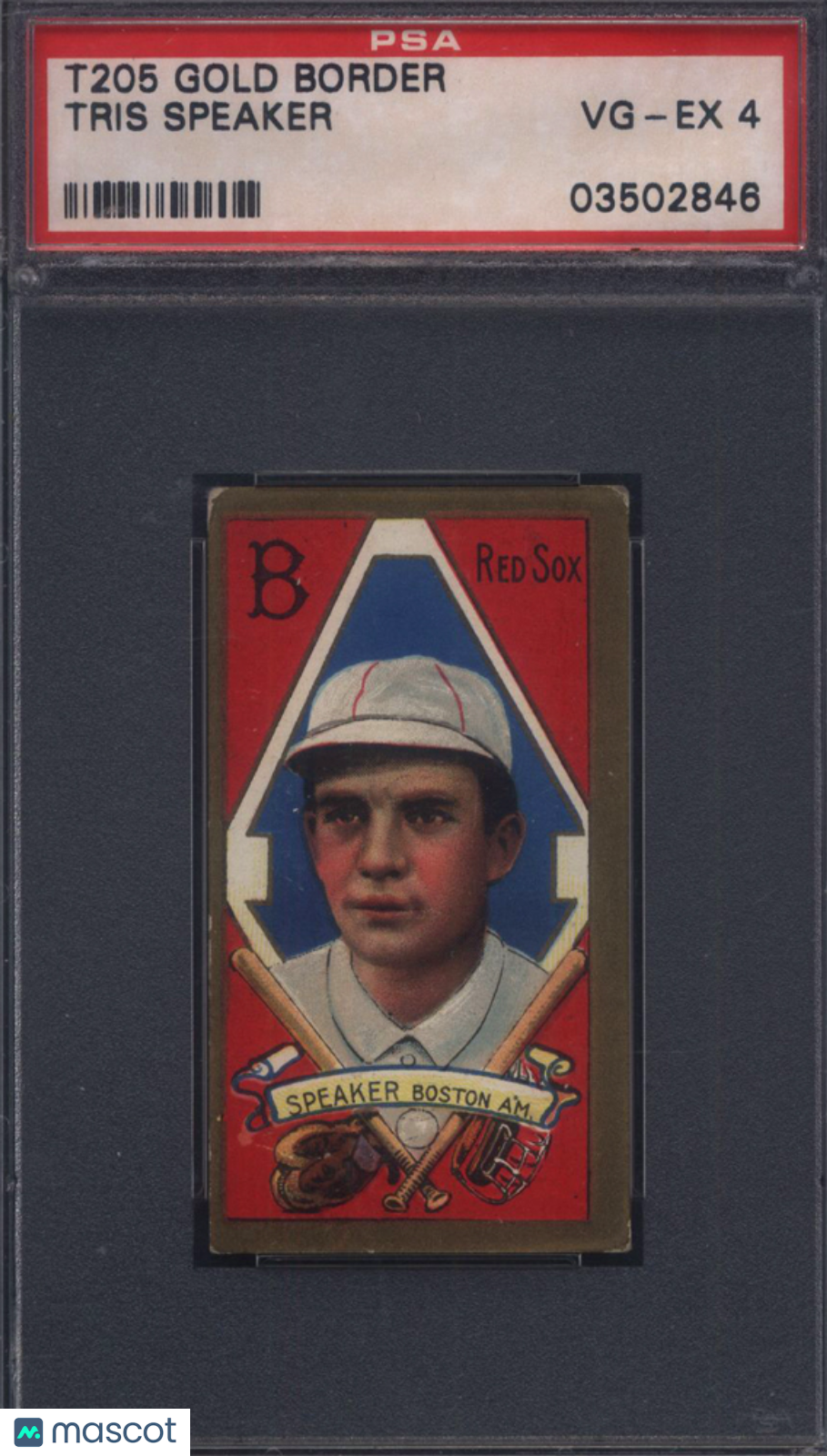T205 Gold Border Tris Speaker Boston PSA 4 Piedmont Back