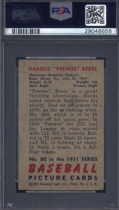 1951 Bowman #80 Pee Wee Reese Dodgers PSA 4