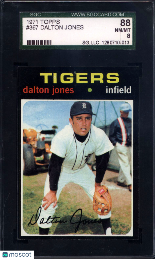 1971 Topps #367 Dalton Jones Tigers SGC 8