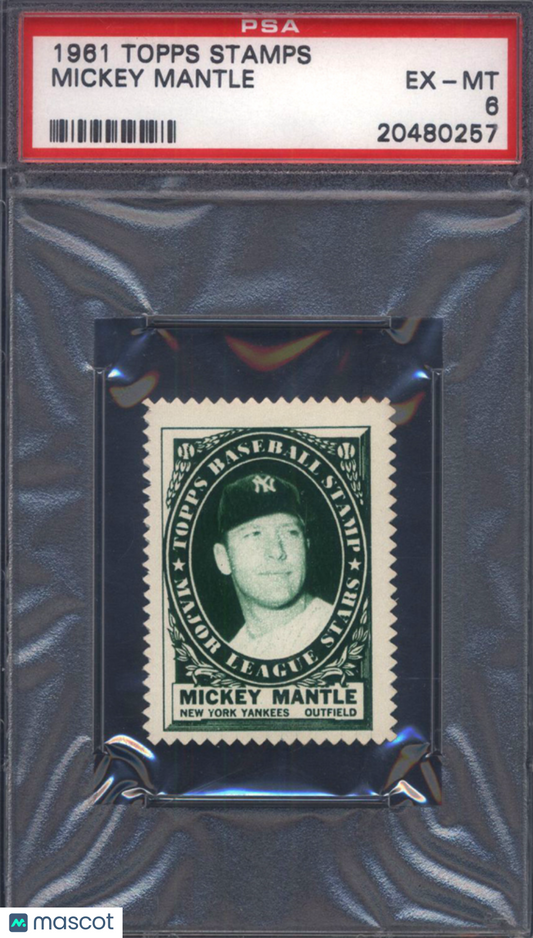 1961 Topps Stamps Mickey Mantle Yankees PSA 6