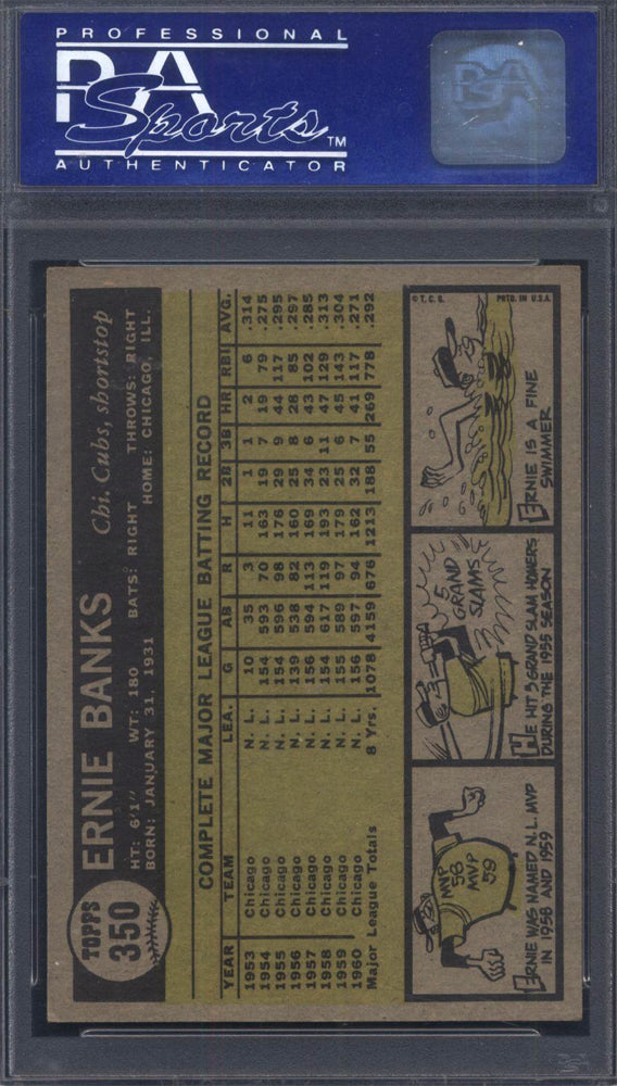 1961 Topps #350 Ernie Banks Cubs PSA 7