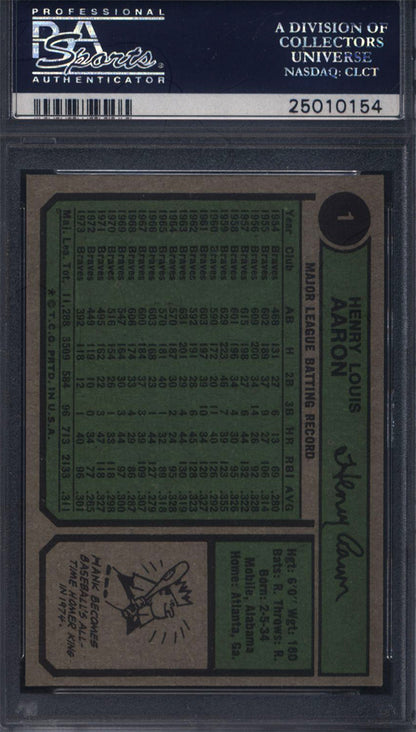 1974 Topps #1 Hank Aaron All Time HR King Braves PSA 8.5 Well Centered
