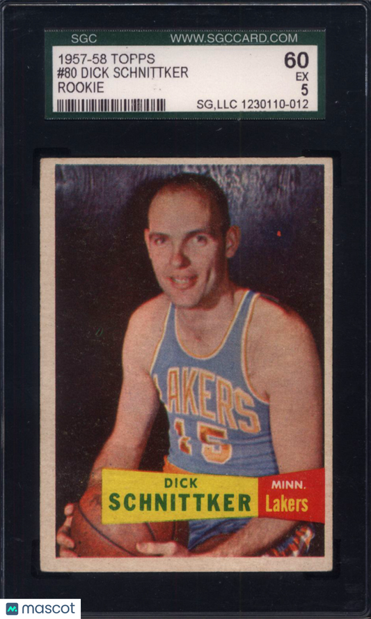 1957 Topps #80 Dick Schnittker Rookie Lakers SGC 5
