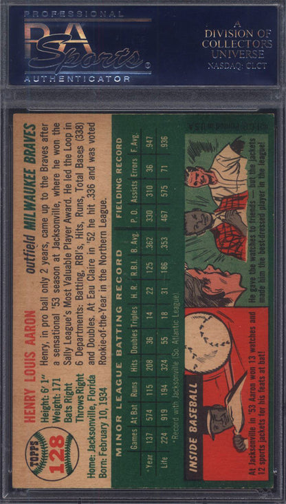 1954 Topps #128 Hank Aaron Rookie HOF Braves PSA 6