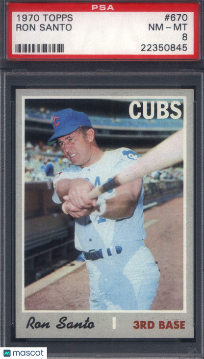 1970 Topps #670 Ron Santo Cubs PSA 8 Well Centered