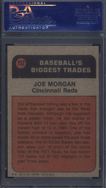 1972 Topps #752 Joe Morgan Traded PSA 8
