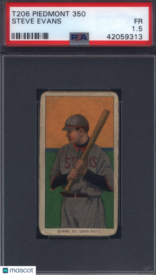 T206 Steve Evans St. Louis PSA 1.5 Piedmont Back