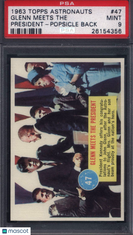 1963 Topps Astronauts Popsicle #47 Glenn Meets The President JFK PSA 9 pop 1