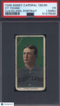 T206 Cy Young Cleveland, Portrait PSA 1.5 (MK) Sweet Caporal Back