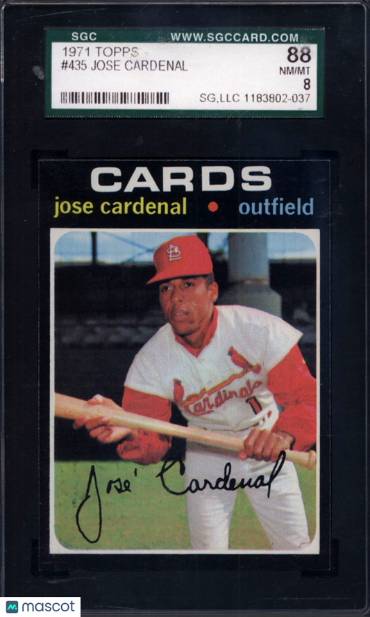 1971 Topps #435 Jose Cardenal Cardinals SGC 8