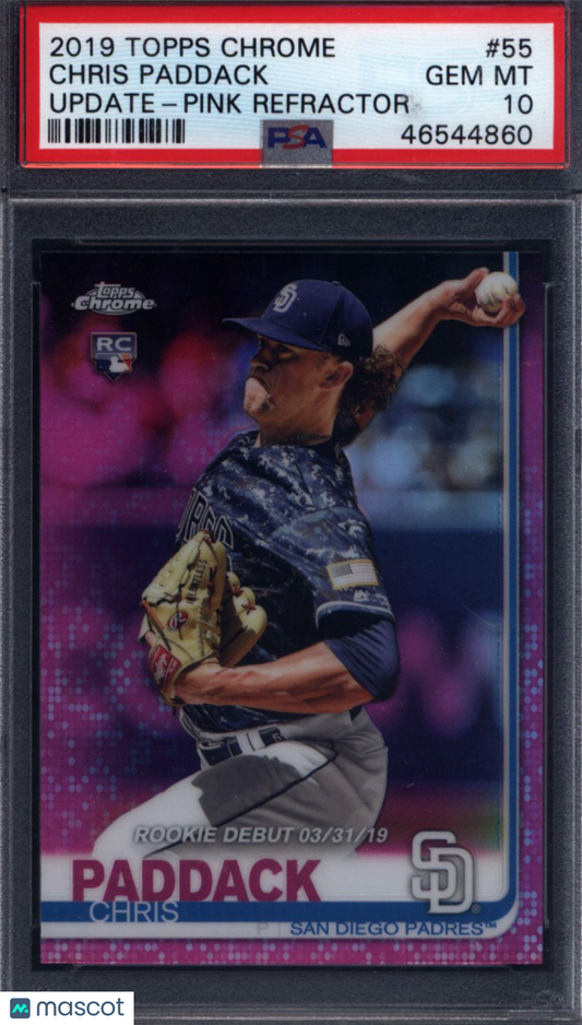 2019 Topps Chrome Update #55 Chris Paddack PINK REFRACTOR Padres PSA 10