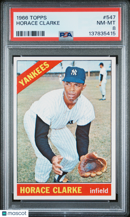 1966 Topps #547 Horace Clarke Yankees PSA 8